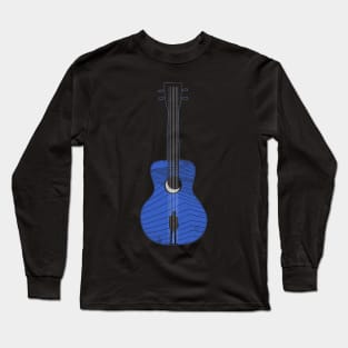 Blues Minimalist Guitar Design with Waves Long Sleeve T-Shirt